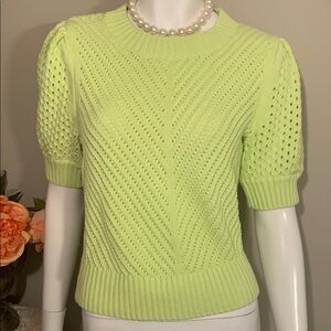 Gorgeous CAbi #6410 Loose Knit Puff sleeve  Top XS